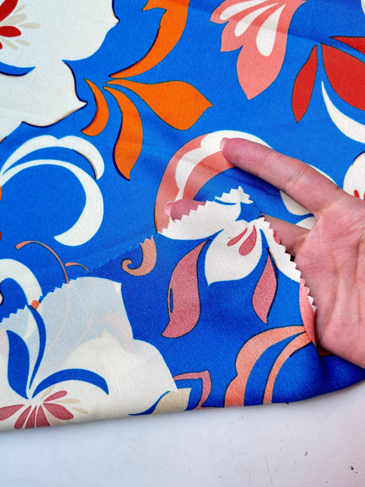 Printed Satin Blue Floral
