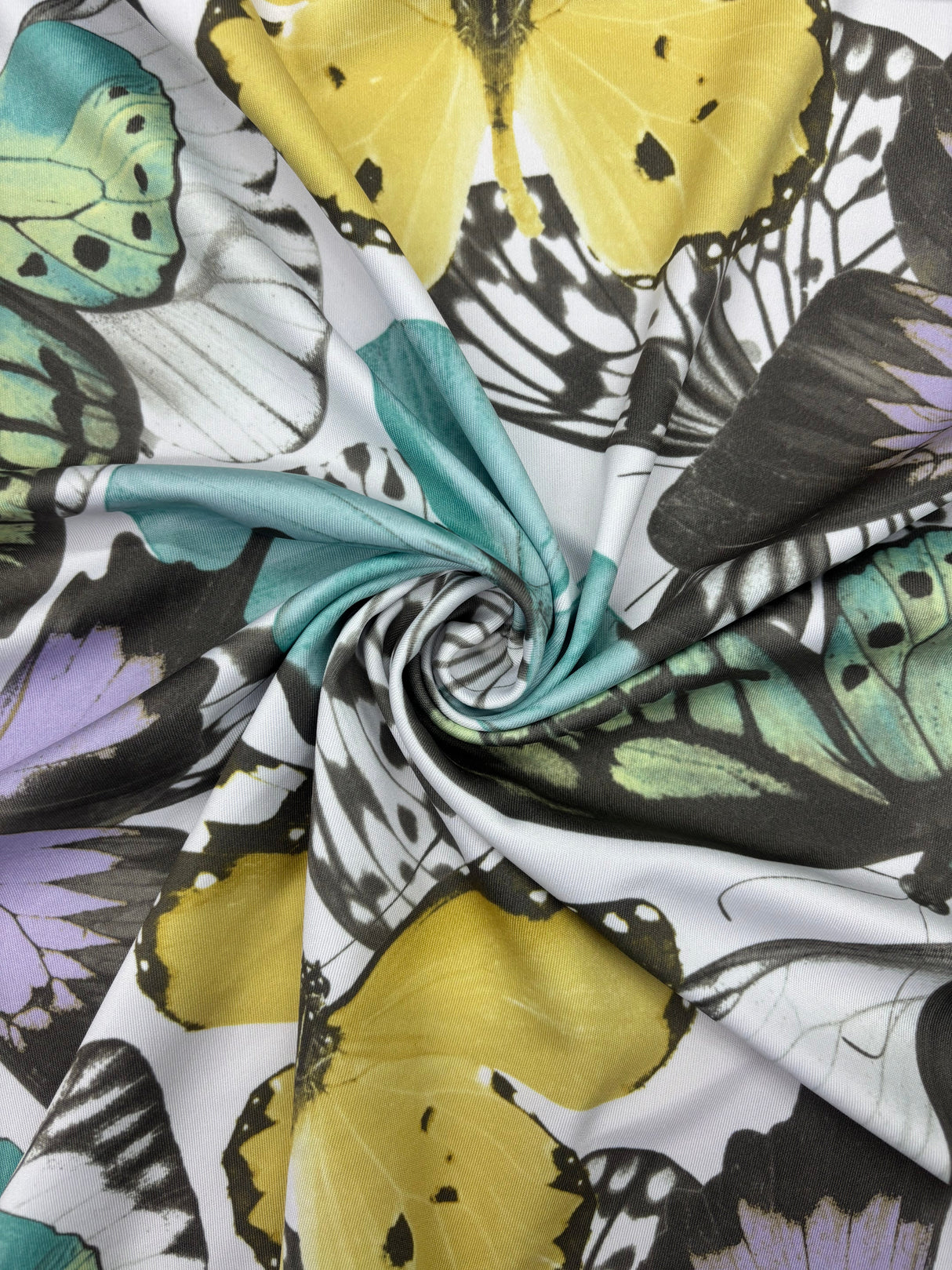 Butterfly Print Polyester Spandex Fabric - Butterfly Print, 58"/60" Width (1 Yard)