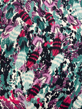 Bird Feather Print Spandex Fabric - Bird Feather Print, 58"/60" Width (1 Yard)