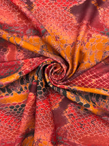 Red Snake Print Polyester Spandex Fabric - Red Snake Print, 58"/60" Width (1 Yard)