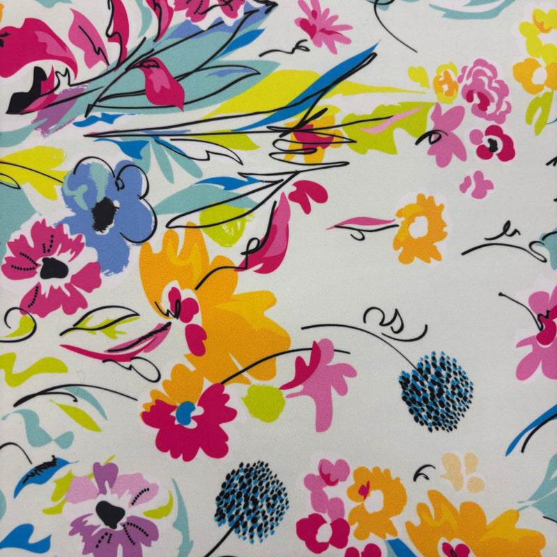Floral Print Spandex Fabric - Floral Print, 58/60" Width (1 Yard)