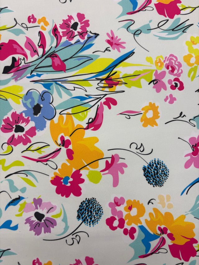 Floral Print Spandex Fabric - Floral Print, 58/60" Width (1 Yard)