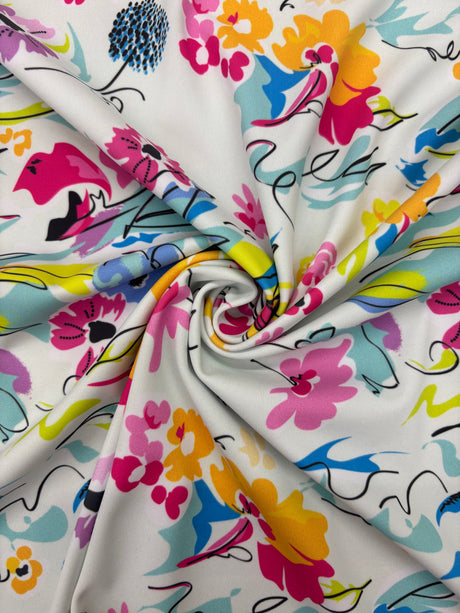 Floral Print Spandex Fabric - Floral Print, 58/60" Width (1 Yard)