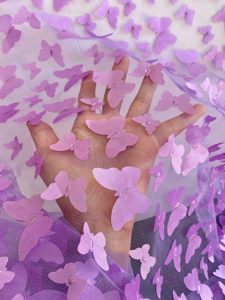 3D Lavender Butterfly Lace