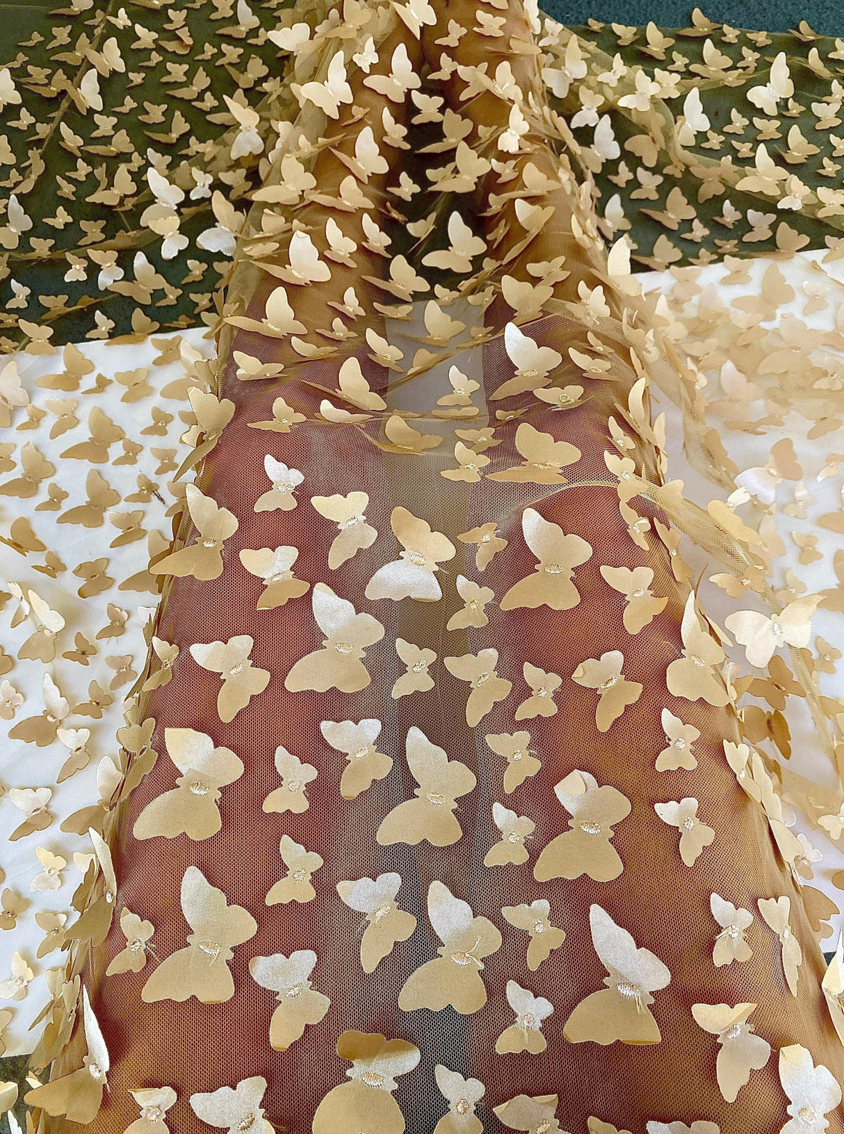 Gold 3D Butterfly Lace