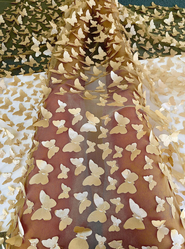 Gold 3D Butterfly Lace