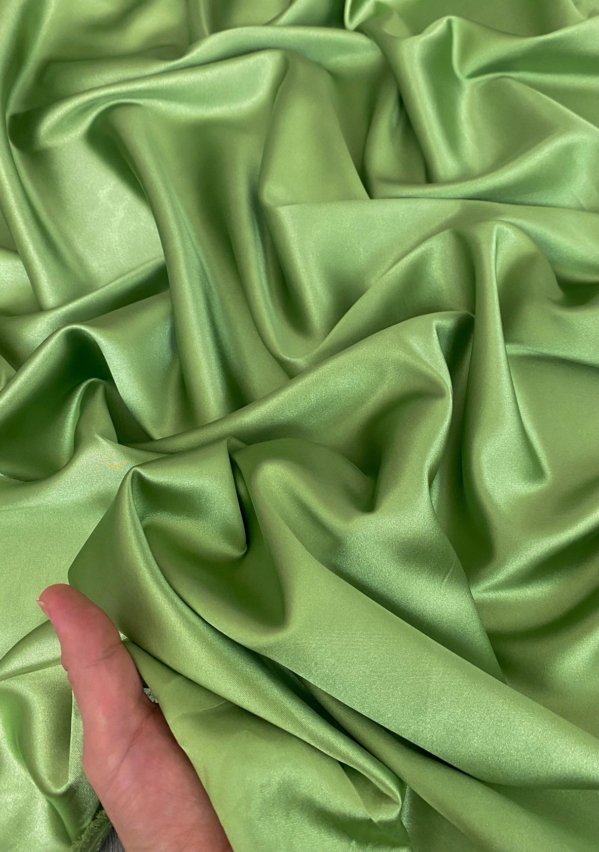 Apple Green Silky Stretch Satin