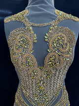Gold Rhinestone Bodice Applique