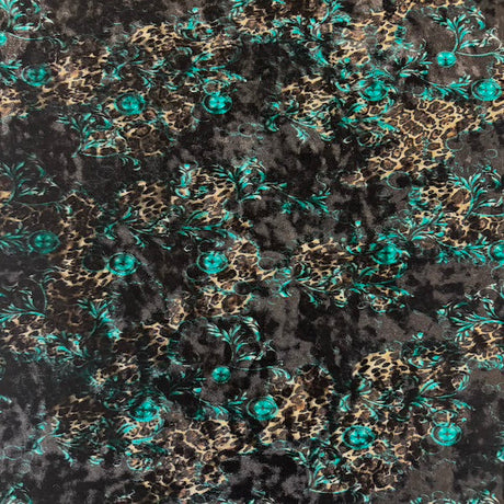 Crushed Stretch Velvet Fabric Camouflage Leopard Print