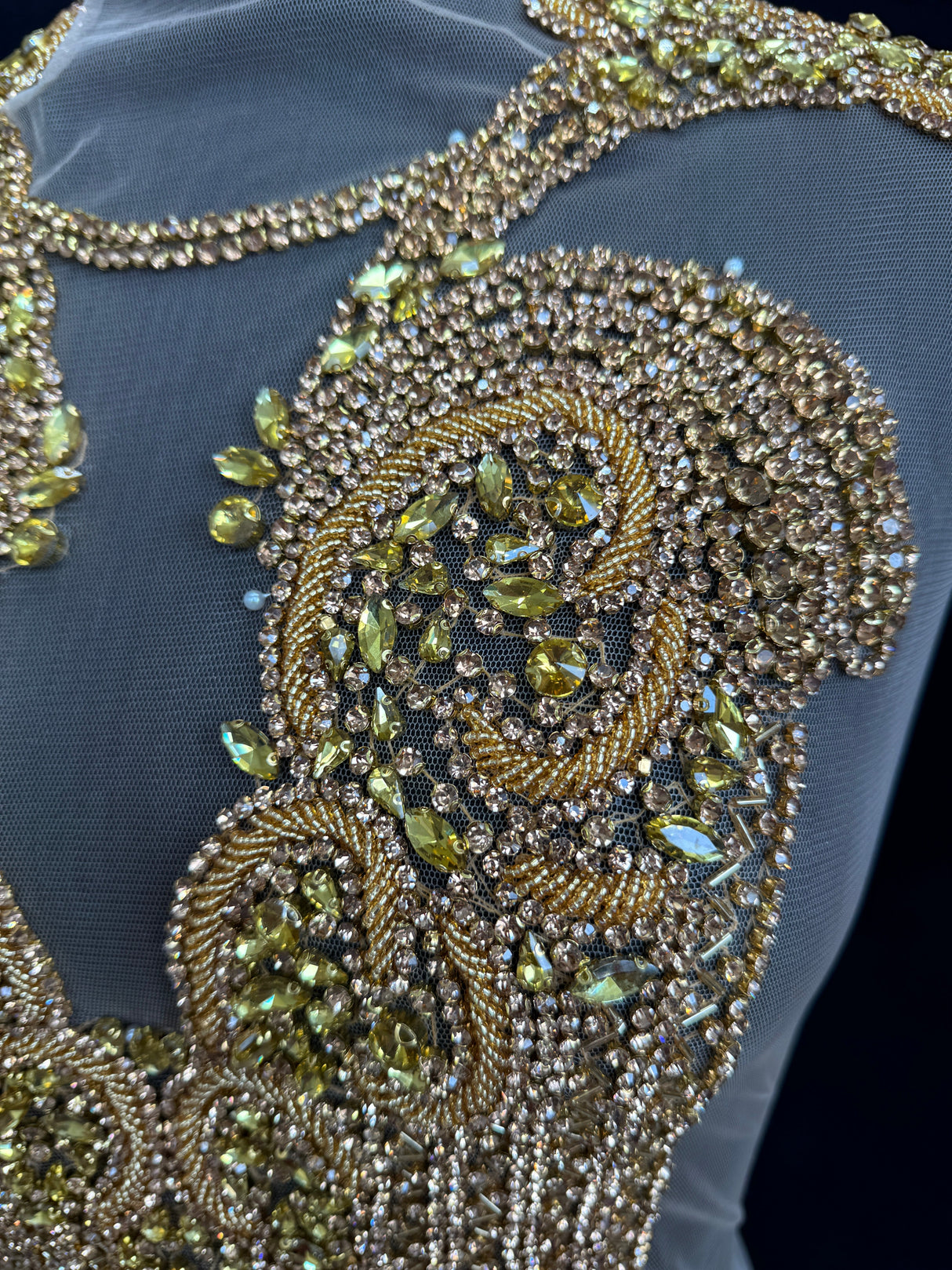 Gold Rhinestone Bodice Applique