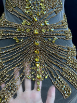 Gold Rhinestone Bodice Applique