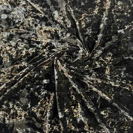 Crushed Stretch Velvet Fabric Camouflage Leopard Print