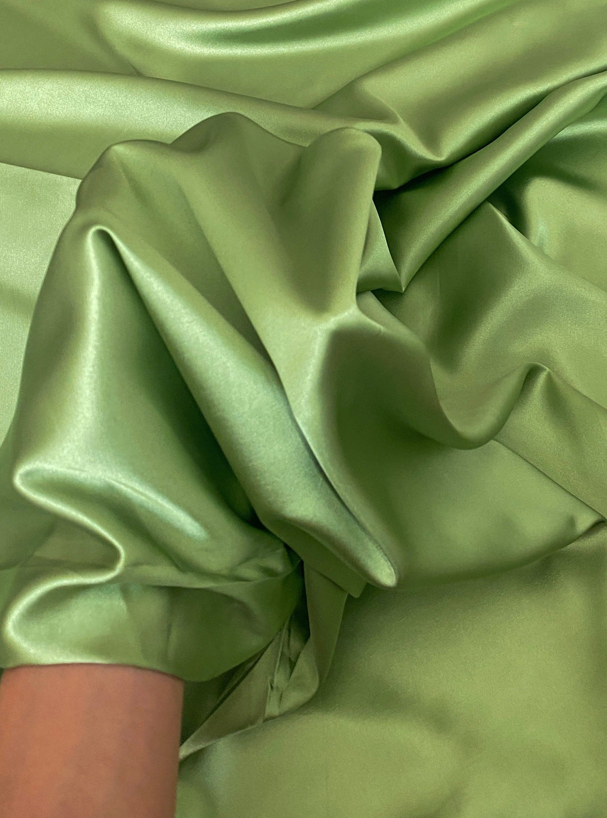 Apple Green Silky Stretch Satin