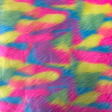 Pastel Rainbow Patchwork Faux Fur Fabric - Multicolor Patchwork, 60" Width (1 Yard)