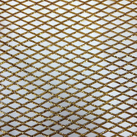 Diamond Pattern Sequins Stretch Mesh Fabric - Polyester Spandex Mesh, Diamond Pattern, 60" Mesh Width, 54" Sequins Width (1 Yard)