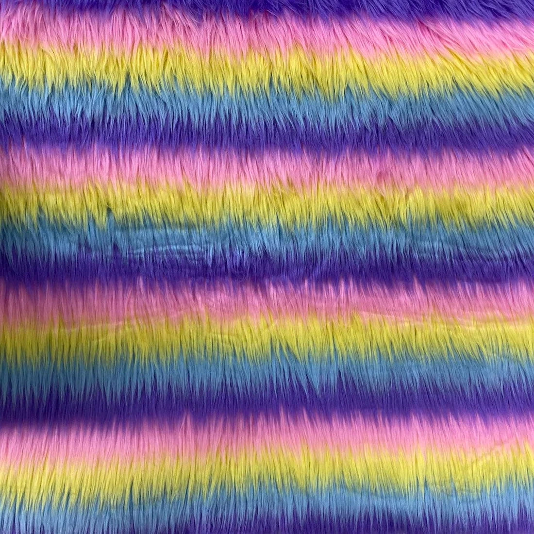 Unicorn Pastel Faux Fur Striped Long Pile Fabric,