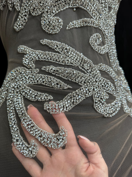 Silver Rhinestone Bodice Applique