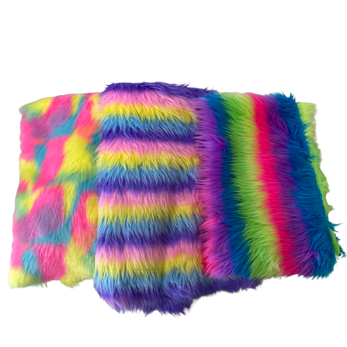Faux Fur Fabric Striped Long Pile
