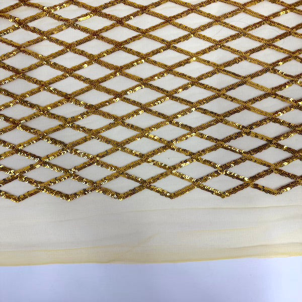 Sequins Stretch Mesh Fabric Diamond Pattern