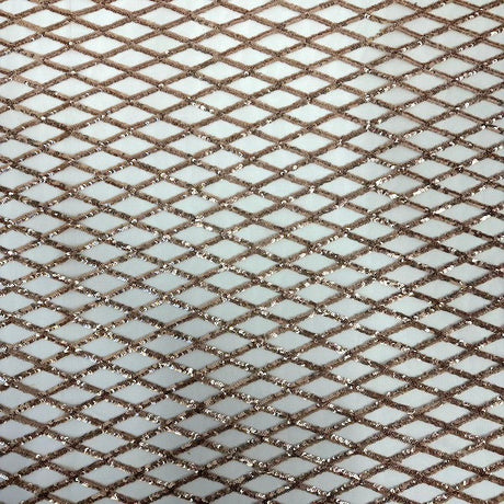 Diamond Pattern Sequins Stretch Mesh Fabric - Polyester Spandex Mesh, Diamond Pattern, 60" Mesh Width, 54" Sequins Width (1 Yard)