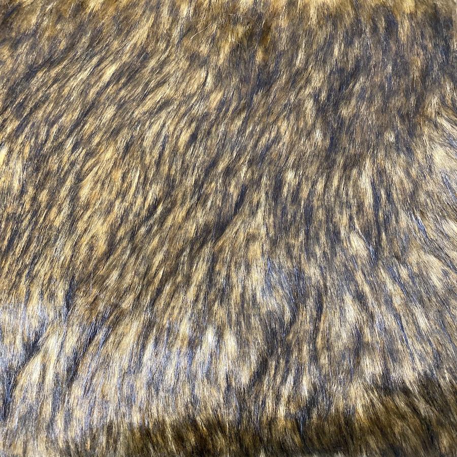Camel Black Frost Tipped Faux Fake Fur Husky Long Pile,