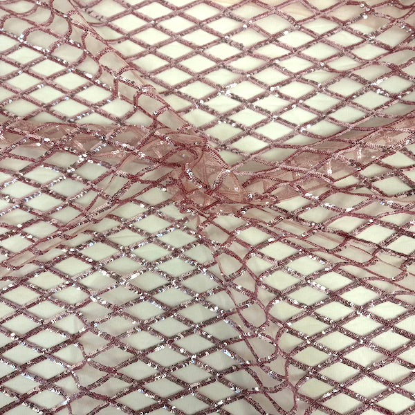 Sequins Stretch Mesh Fabric Diamond Pattern