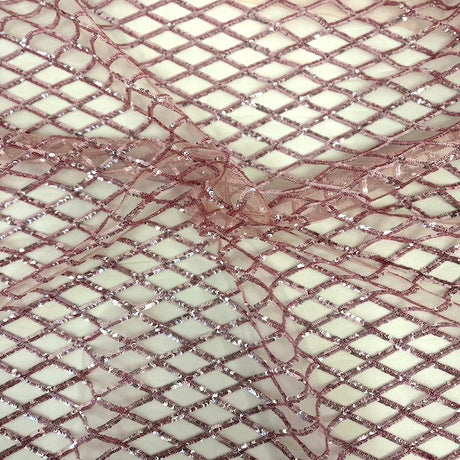 Sequins Stretch Mesh Fabric Diamond Pattern