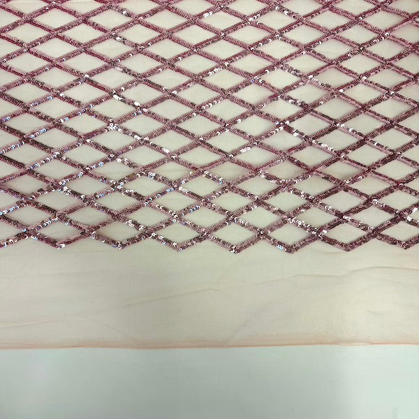 Sequins Stretch Mesh Fabric Diamond Pattern