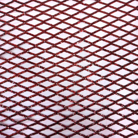 Diamond Pattern Sequins Stretch Mesh Fabric - Polyester Spandex Mesh, Diamond Pattern, 60" Mesh Width, 54" Sequins Width (1 Yard)