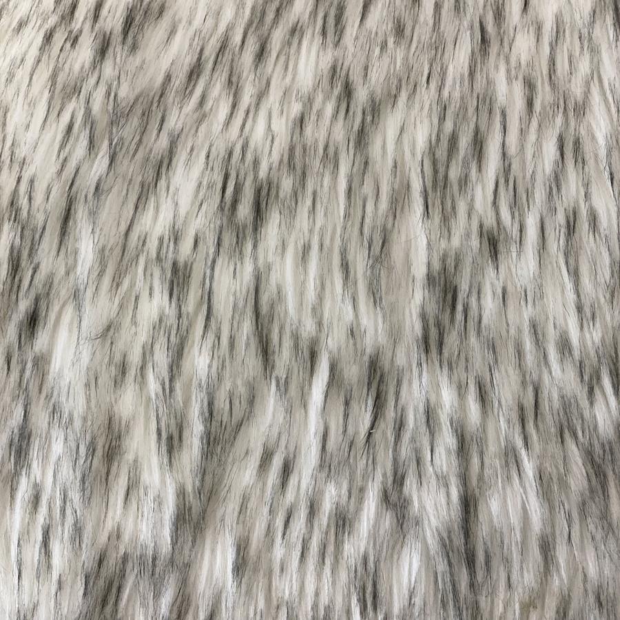 Black Frost Tipped Faux Fake Fur Husky Long Pile,