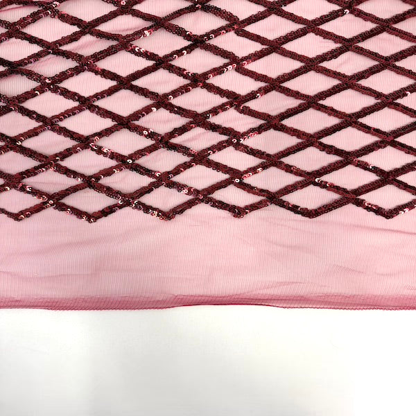 Sequins Stretch Mesh Fabric Diamond Pattern