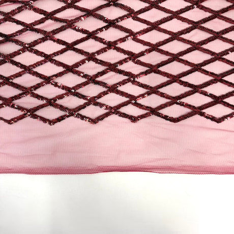 Sequins Stretch Mesh Fabric Diamond Pattern