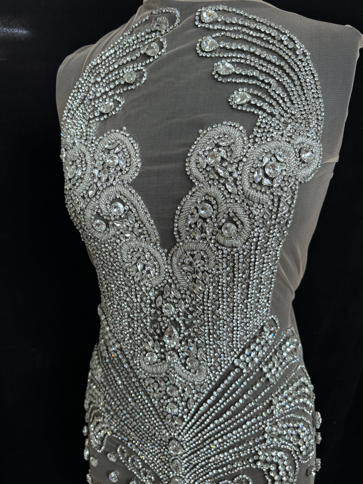 Silver Rhinestone Bodice Applique