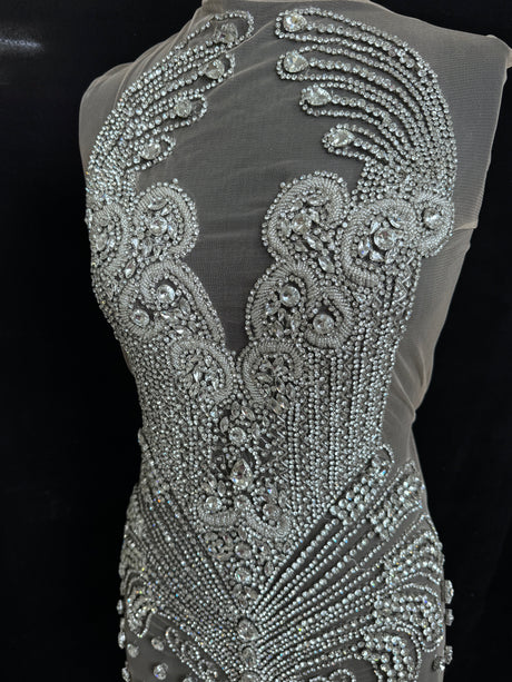 Silver Rhinestone Bodice Applique