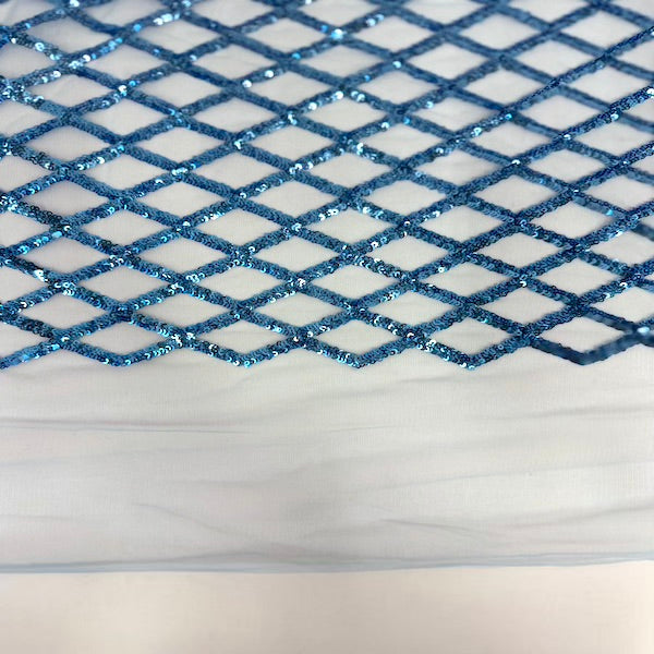 Sequins Stretch Mesh Fabric Diamond Pattern