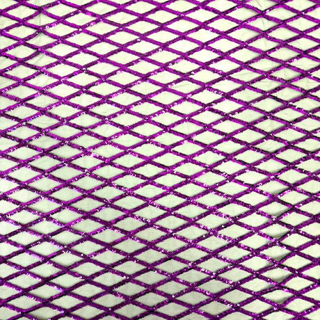 Diamond Pattern Sequins Stretch Mesh Fabric - Polyester Spandex Mesh, Diamond Pattern, 60" Mesh Width, 54" Sequins Width (1 Yard)