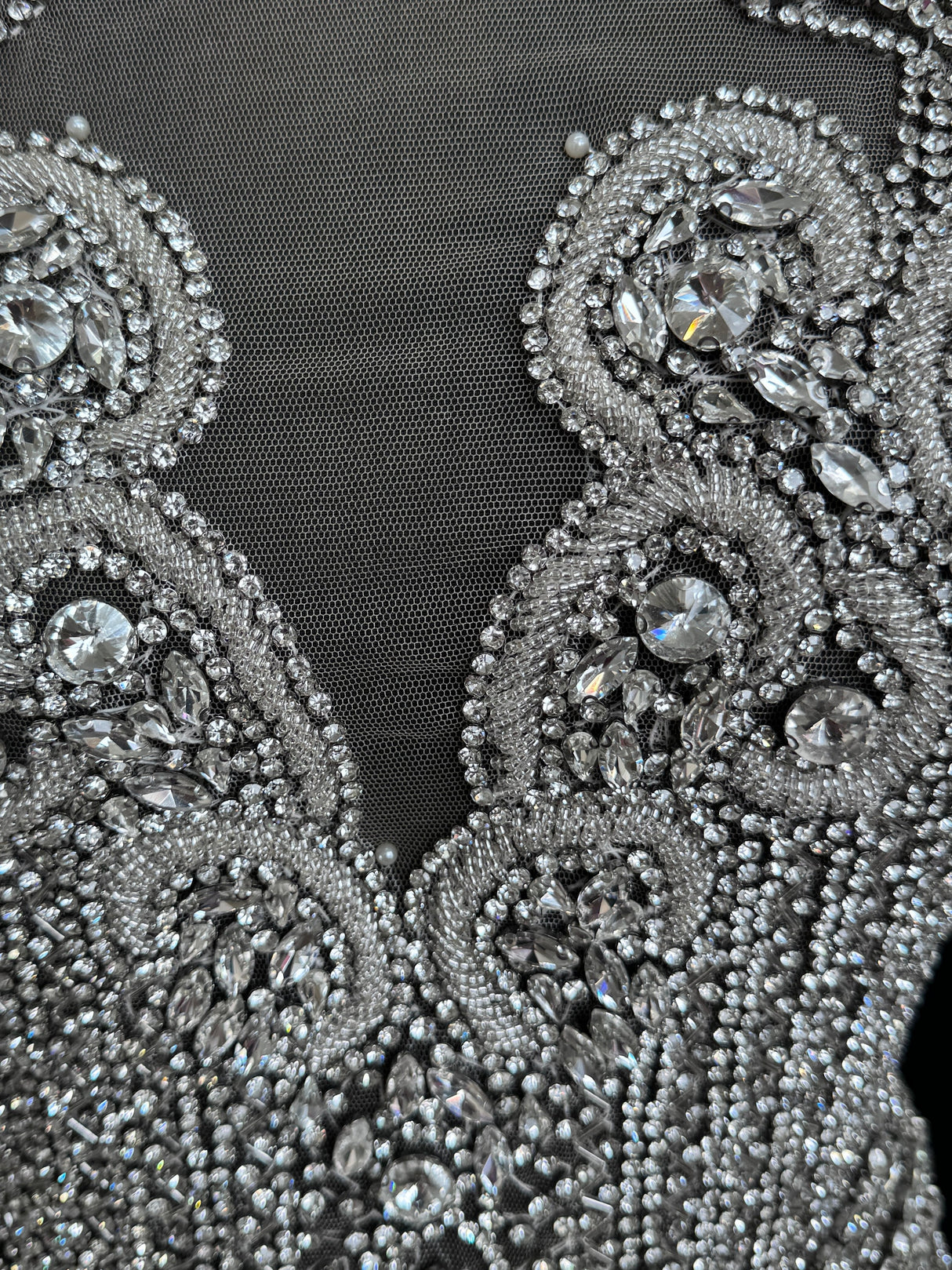 Silver Rhinestone Bodice Applique