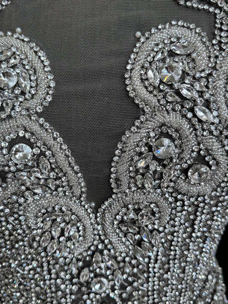 Silver Rhinestone Bodice Applique