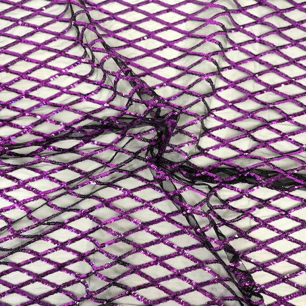 Sequins Stretch Mesh Fabric Diamond Pattern