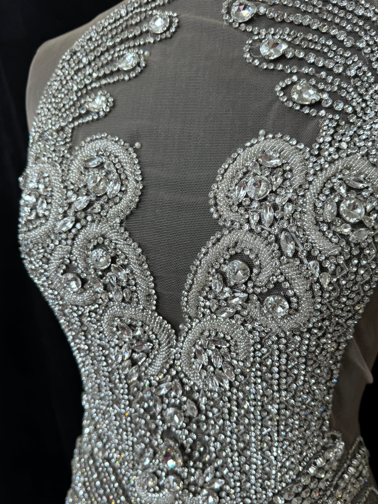 Silver Rhinestone Bodice Applique