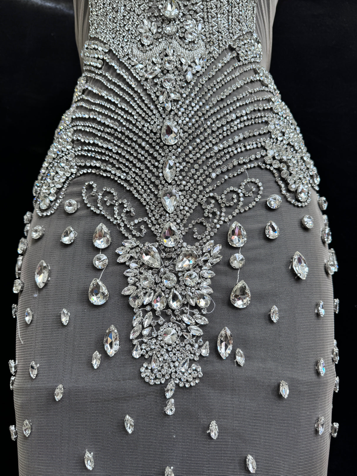 Silver Rhinestone Bodice Applique