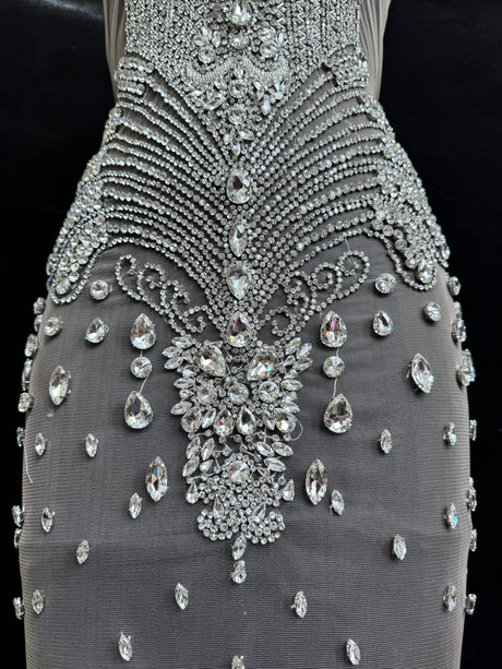 Silver Rhinestone Bodice Applique