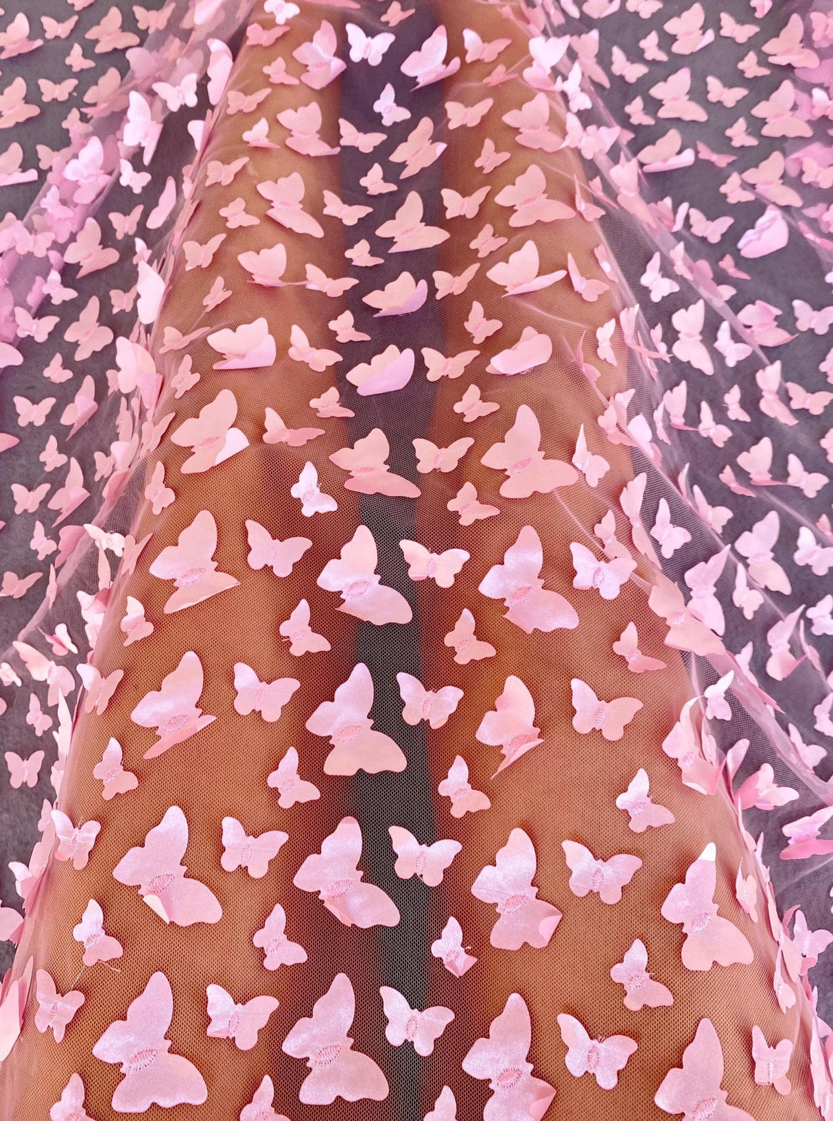 3D Baby Pink Butterfly Lace