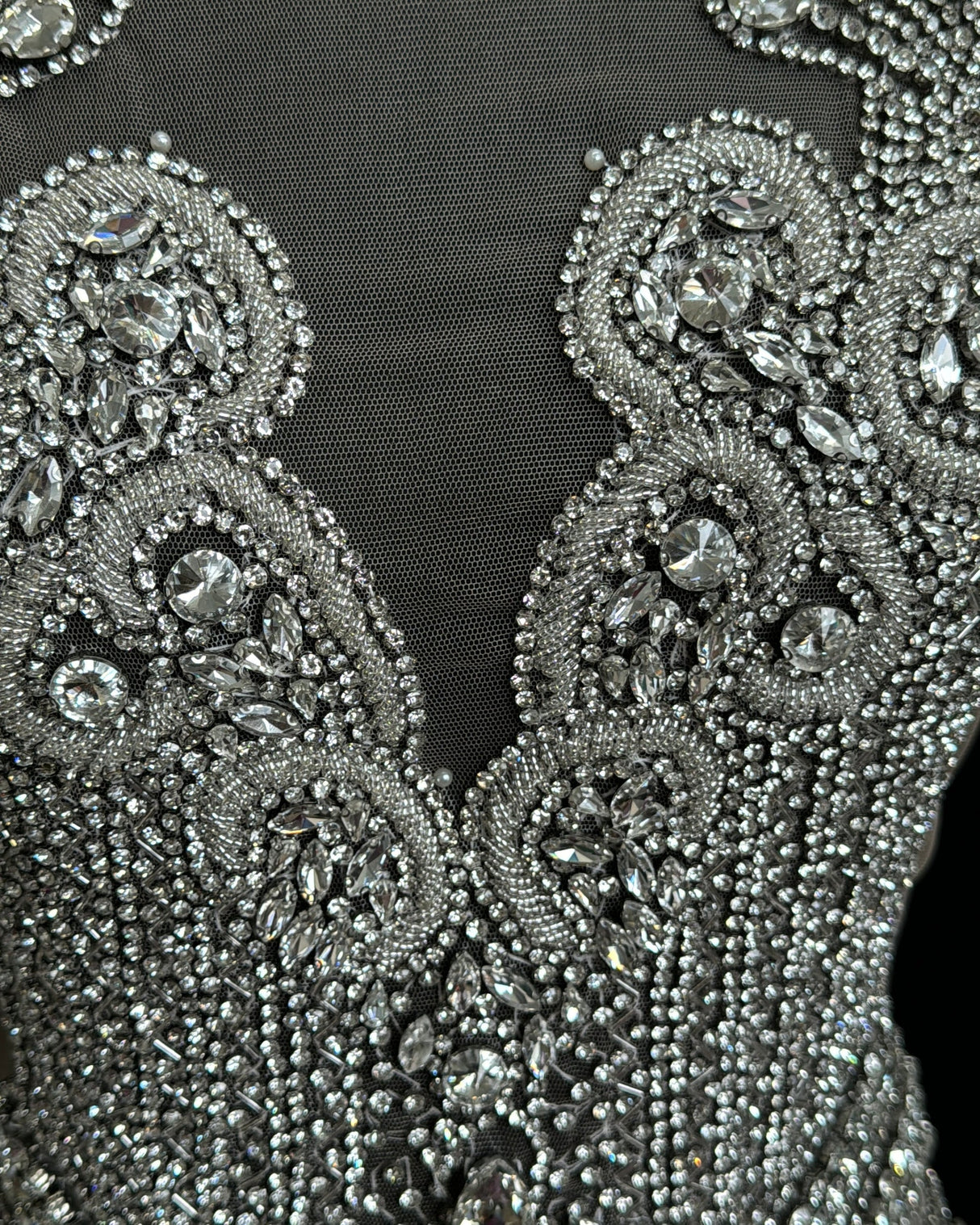 Silver Rhinestone Bodice Applique
