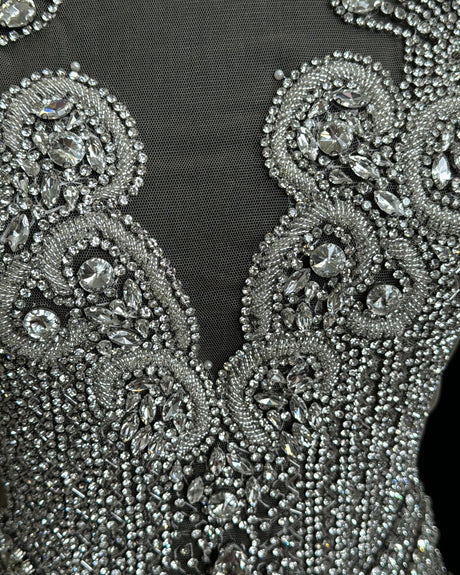 Silver Rhinestone Bodice Applique