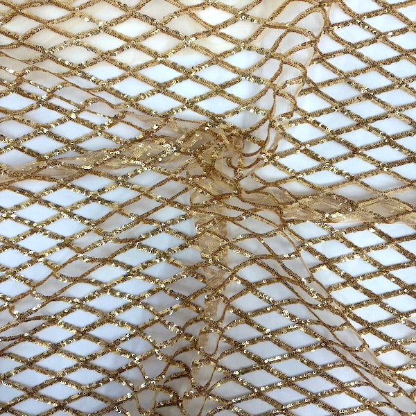Sequins Stretch Mesh Fabric Diamond Pattern