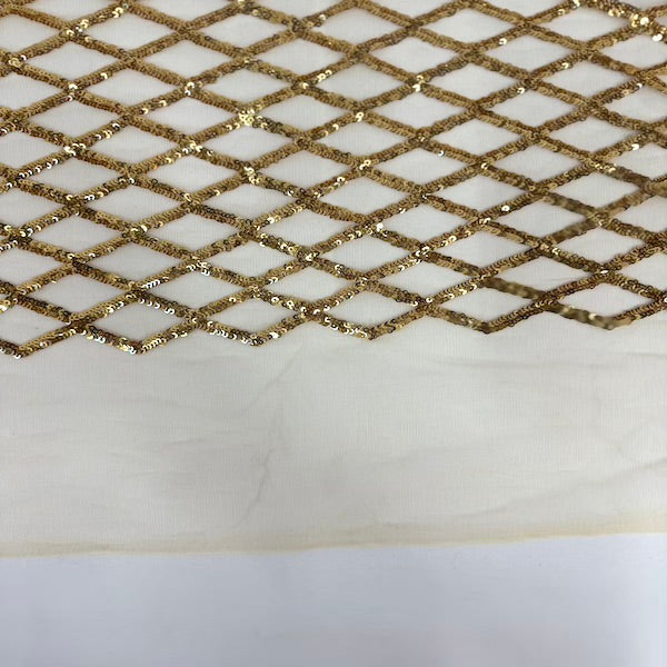 Sequins Stretch Mesh Fabric Diamond Pattern