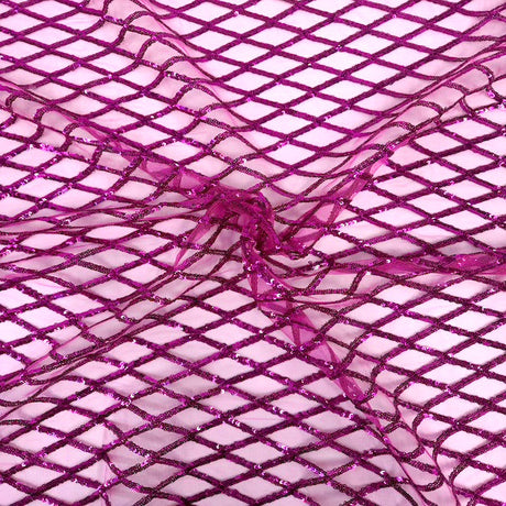Sequins Stretch Mesh Fabric Diamond Pattern