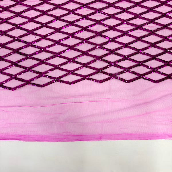 Sequins Stretch Mesh Fabric Diamond Pattern