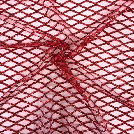 Sequins Stretch Mesh Fabric Diamond Pattern